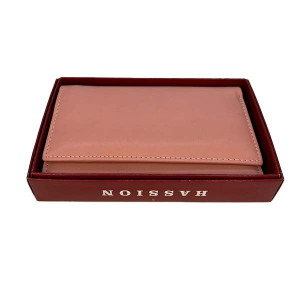 Portofel Hassionses din piele naturala, pentru femei, cu 10 compartimente, roz