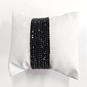 Set bratari elastice With Sparks, cu cristale artizanale, Negru/Argintiu