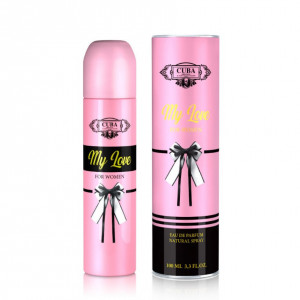 Set cadou fete, Ursulet floral roz cu inima alba din spuma 25 cm si Parfum Cuba, My Love, Femei 100ml