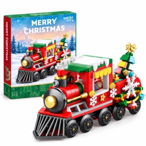 Set de constructie Tren de Craciun, cu brad si decoratiuni, 322 piese, 6 ani+ - Img 2
