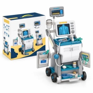 Set de joaca Doctor cu carucior medical mobil si accesorii, 3+ ani, Albastru - Img 2