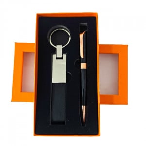 Set Gentleman 2 piese, pix si breloc metalic, Negru - Img 1