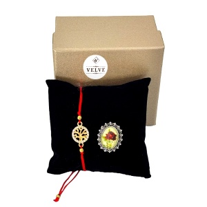 Set Lucky Breeze, cu brosa vintage si bratara martisor Copacul Vietii, in cutie eleganta, Auriu