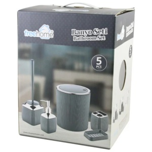 Set pentru baie cu 5 piese, Free Home, Negru - Img 2