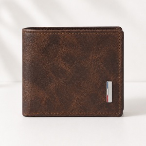 Set pentru barbati Cognac Edition, cu portofel bifold texturat si curea din piele eco maro inchis, in cutie eleganta - Img 3