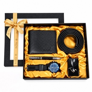 Set pentru barbati Grand Touch cu ceas, portofel, curea, pix si bricheta
