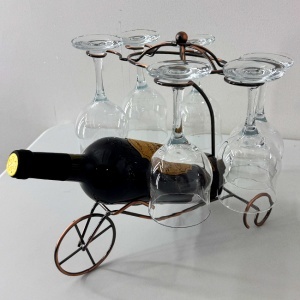 Set pentru tata, cu suport metalic in forma de bicicleta, 6 pahare si sticla de vin personalizata - Img 3