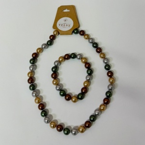 Set Pearls , colier si bratara din perle, Multicolor