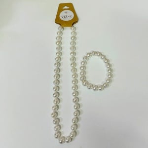 Set Pearls , colier si bratara din perle, Alb