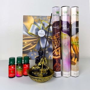 Set Relax Time, cu betisoare parfumate, uleiuri esentiale si suport Buddha - Img 3