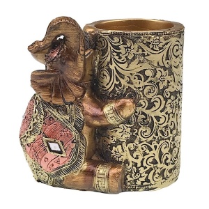 Suport din rasina cu elefant, pentru accesorii de birou, 10x11 cm