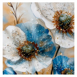 Tablou decorativ 3D cu maci infloriti si cristale stralucitoare, 40x40 cm - Img 3