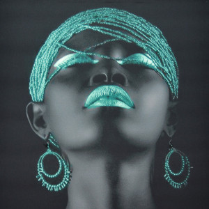 Tablou LED canvas Turquoise Beads cu leduri lumini 85 x 64 cm - Img 3