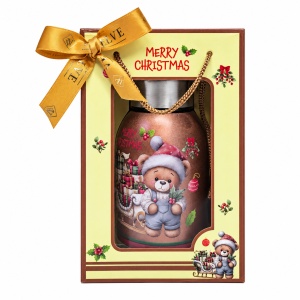 Termos inox de Craciun, model Ursulet cu cadouri, 300 ml, in cutie cadou, Cupru - Img 2