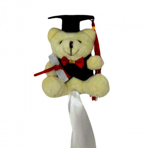Ursulet de plus Absolvent, cu toca, roba si diploma, pe bat, 10 cm - Img 3
