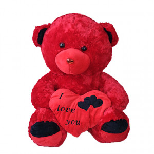 Ursulet de plus Big Heart, cu inima in nuante de negru si rosu, înălțime 63 cm, Rosu/Negru