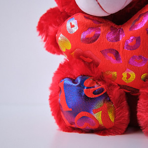 Ursulet de plus Coco, cu inimioara, inaltime 30cm, Rosu