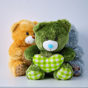 Ursulet de plus Coco, cu inimioara, inaltime 30cm, Verde