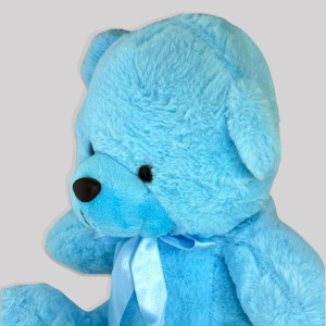 Ursulet de plus Tobi, cu papion, Inaltime 24 cm, Albastru