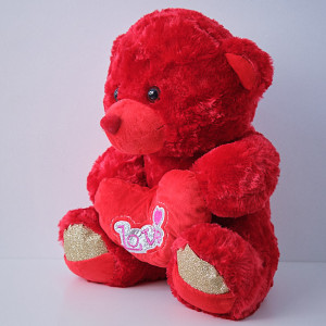 Ursulet de plus Twinkle, cu inimioara, inaltime 37 cm, Rosu