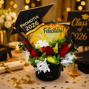 Aranjament floral absolvire Promotia 2026, tip trofeu cu flori criogenate - Img 4