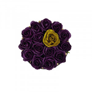 Aranjament floral Glamour Flower cutie rotunda neagra cu 15 trandafiri sapun - Img 3