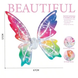 Aripi de zana cu LED pentru copii, multicolore, 67 cm, cu lumini si efecte, Fairy Wings - Img 3