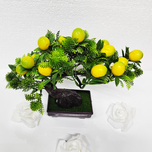 Bonsai decorativ artificial, in ghiveci miniatural, Fruit Tree, Lamaie, Inaltime 25 cm2