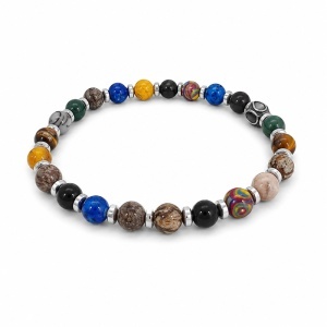 Bratara terapeutica din pietre semipretioase Chakra, pentru echilibrare energetica, cu saculet catifea si cutie din lemn sculptat - Img 2