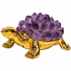 Broscuta testoasa decorativa din metal, cu LED si pietre violet, USB inclus, 12 x 5 cm - Img 5