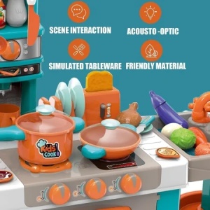 Bucatarie de jucarie copii cu lumini si sunete, set complet Kids Kitchen cu accesorii, 87 cm - Img 4