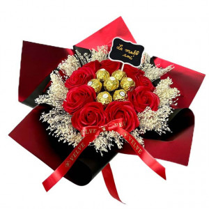 Buchet cadou Delice, cu pancarta si text 