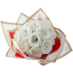 Buchet floral premium Glitter Roses cu 19 trandafiri albi decorativi, 40 cm - Img 3