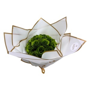 Buchet Glitter Roses cu 19 trandafiri verzi decorativi, buchet premium ambalat elegant, 40 cm - Img 3