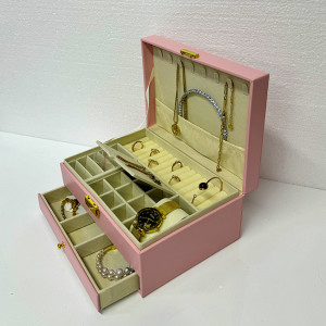 Caseta eleganta pentru accesorii si bijuterii, Roz