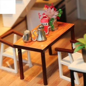 Casuta DIY miniatura din lemn cu mobilier si LED, kit creativ 14+ ani - Img 7