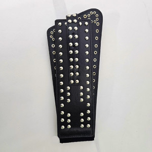 Centura corset cu catarama Teo Star, elastica, din piele ecologica cu detalii metalice, Negru - Img 6