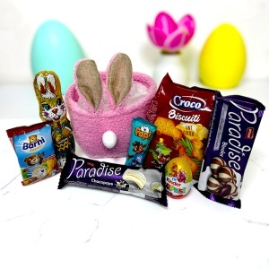 Cos de Paste Pink Bunny Mix pentru copii, cu Kinder Surprise si dulciuri - Img 3