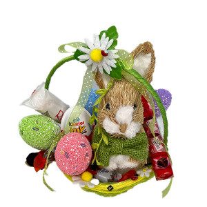Cosulet HappyEaster, cu iepuras, kinder Joy, Cherry, Raffello, 8 bomboane Kinder