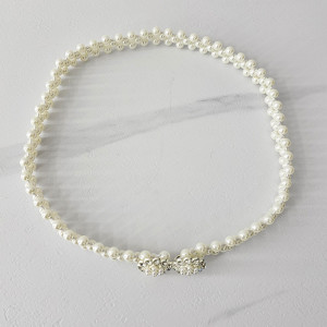 Curea elastica Pearly, catarama metalica decorativa si perle, Anemona 5