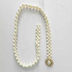 Curea elastica Pearly, catarama metalica decorativa si perle, Gold Daisy 3