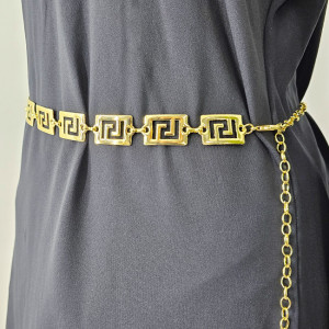 Curea metalica decorativa Gold Maze, cu inchidere reglabila, Auriu 1