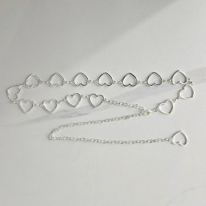 Curea metalica Heart in Love, cu lant reglabil, Argintiu