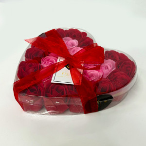 Cutie Acetofan in forma de inima cu trandafiri de sapun, Rosu2