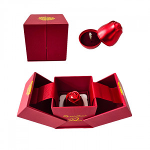 Cutie metalica eleganta Liftable Rose, cu suport ambalare accesorii de tip cadou, Rosu