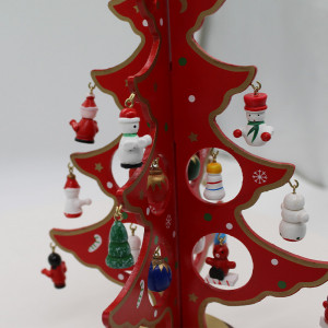 Decoratiune de Craciun, bradut si globulete in miniatura, rosu4