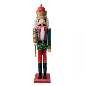 Decoratiune de Craciun, Spargatorul de Nuci imbracat in uniforma festiva, Capitan, Verde, 52cm