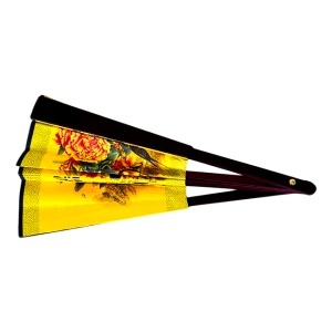 Evantai model japonez OKYOA, pliabil, cu laterale lemn, imprimat diferit fata/spate, Randunica - Img 3