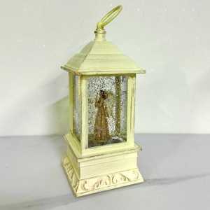 Felinar muzical Corner of Light, lumina LED si zapada in miscare, Ingerul se roaga, Crem 20X8X9 cm cu cablu USB