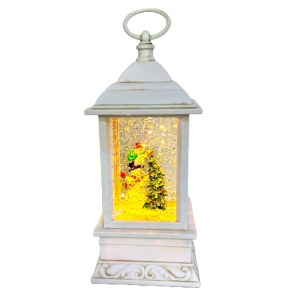 Felinar muzical Corner of Light, lumina LED, cablu USB si zapada in miscare, Jolly Snowmen, Alb 20X8X9 cm - Img 6